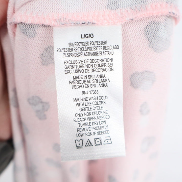 Cuddl Duds Sleepshirt Womens Large Light Pink Leopard Print Stretch Curved Hem