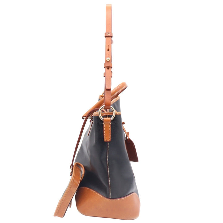 Dooney & Bourke Tote Bag Womens Large Pebble Leather Black Tan Classic Excellent