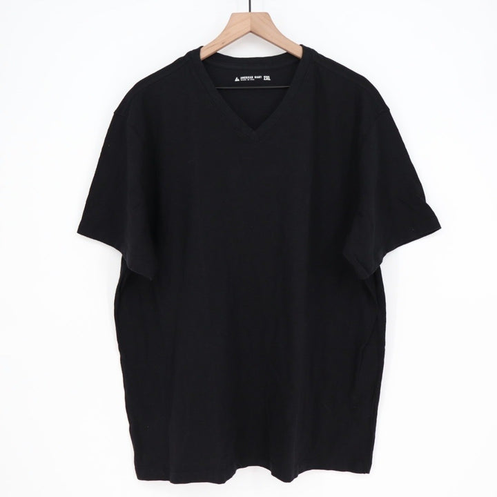 American Giant Mens Black V Neck T Shirt Made in USA Size 2XL