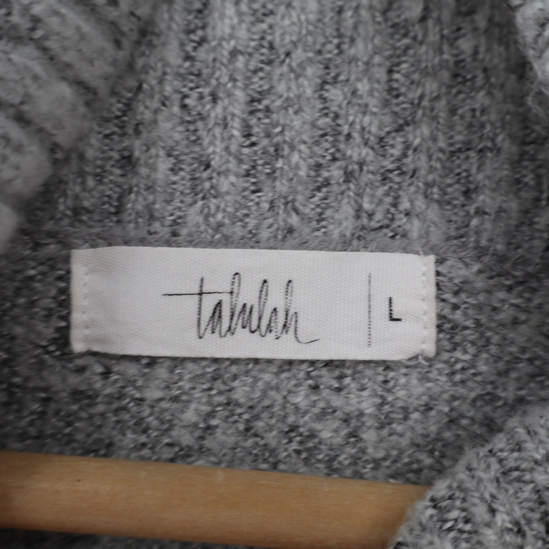Talulah Gray Turtleneck Oversized High-Low Knit Sweater Large