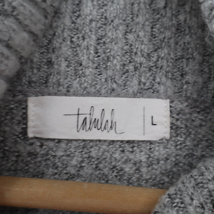 Talulah Gray Turtleneck Oversized High-Low Knit Sweater Large