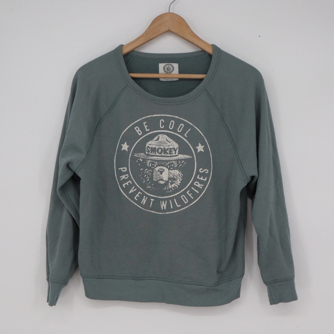 Grayson Threads Smokey Bear Be Cool Prevent Wildfires Teal Sweatshirt Small