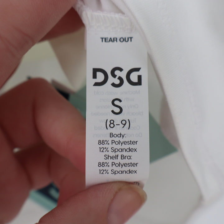 DSG Girls Small 8-9 Pure White Shelf Bra Tank Top Racerback