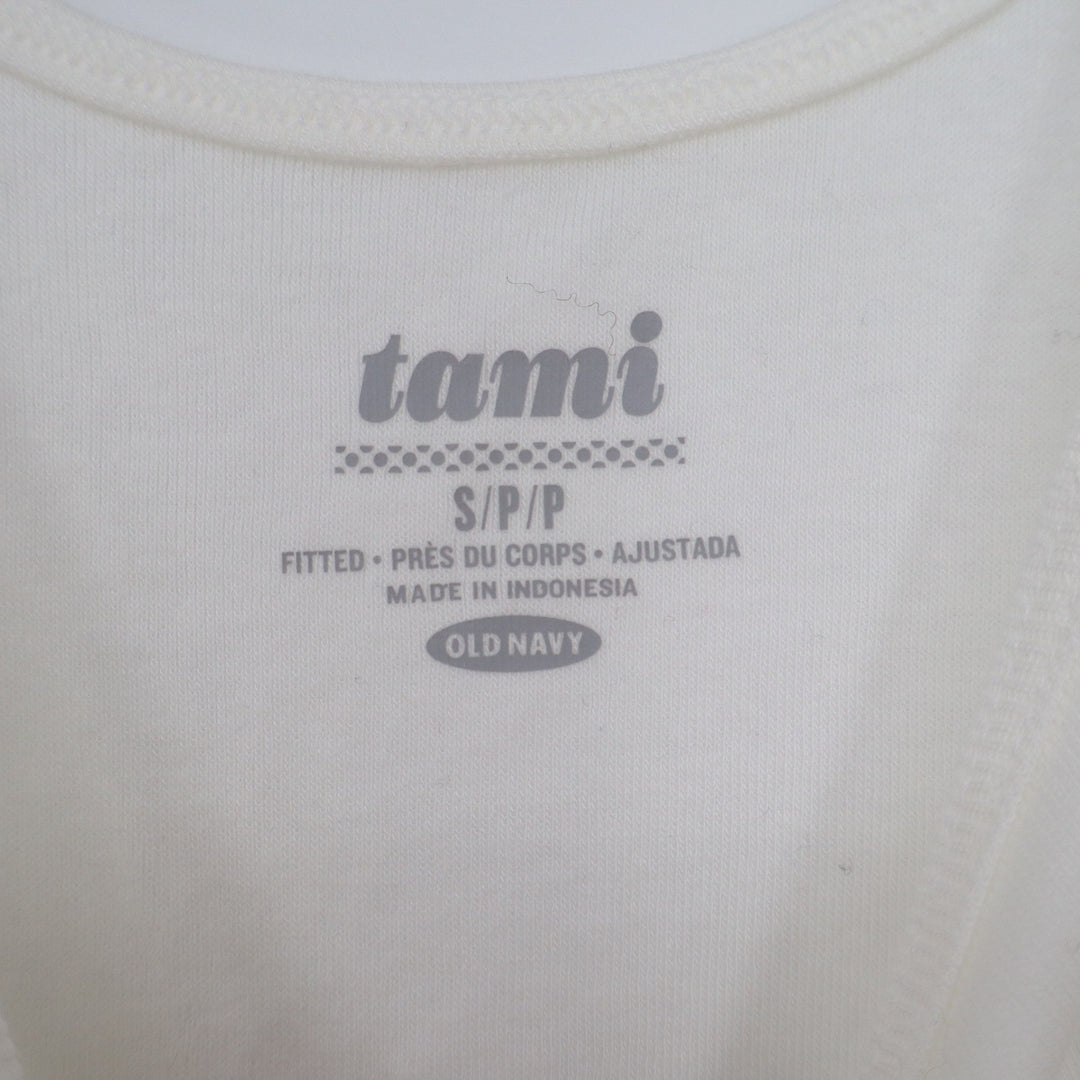 Old Navy Tami Tank Top Womens Small Off White Fitted Cotton Modal Stretch Scoop
