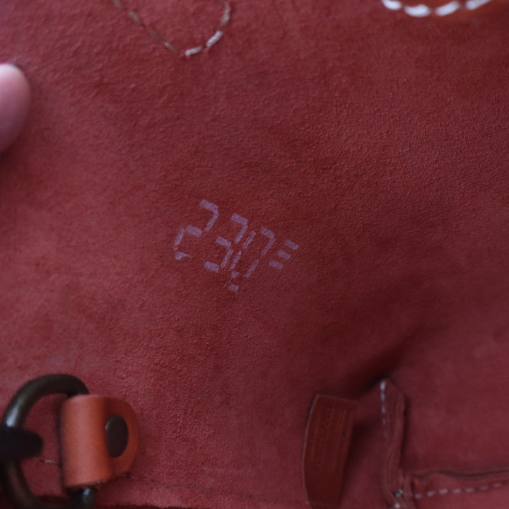 Portland Leather Goods Mini Crossbody Tote Bag Orange Leather Front Pocket Brass