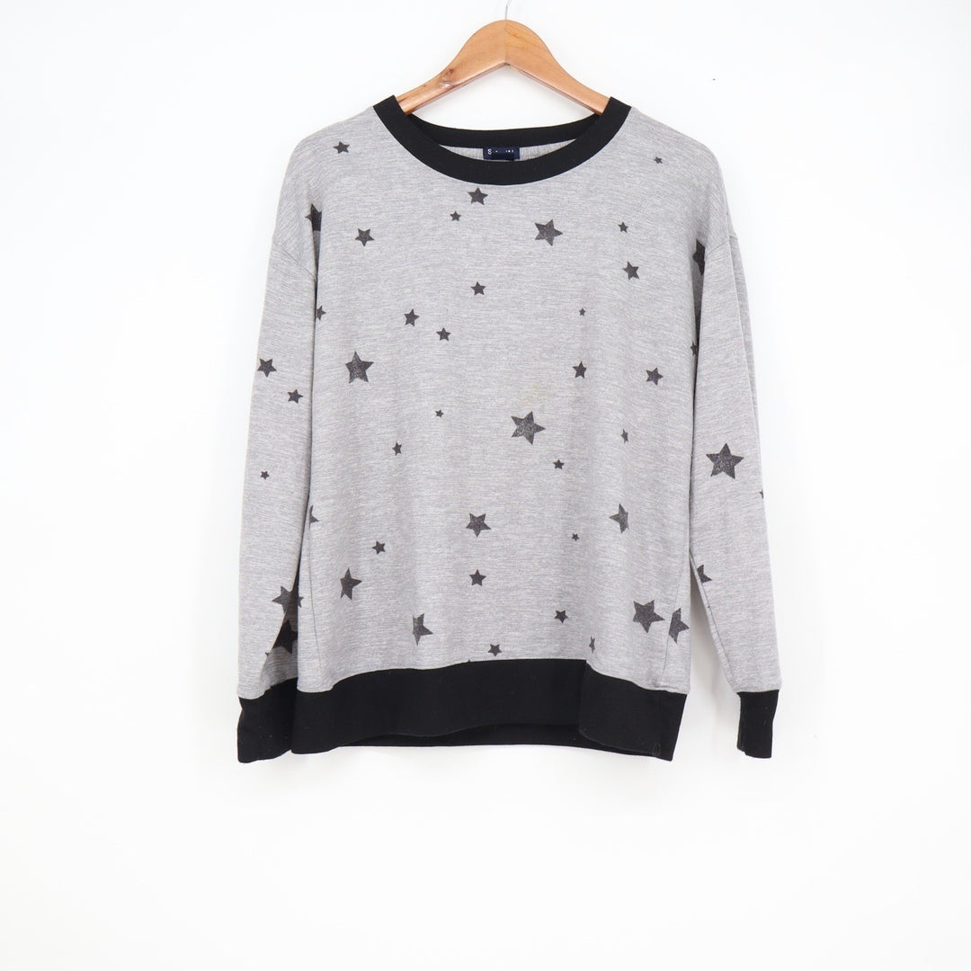 Splendid Womens Grey Black Star Print Sweatshirt and Jogger Pajama Set Size M