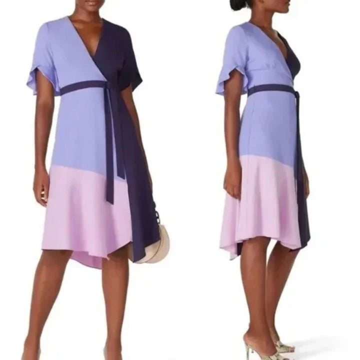 Hutch Colorblock Wrap Dress Size S