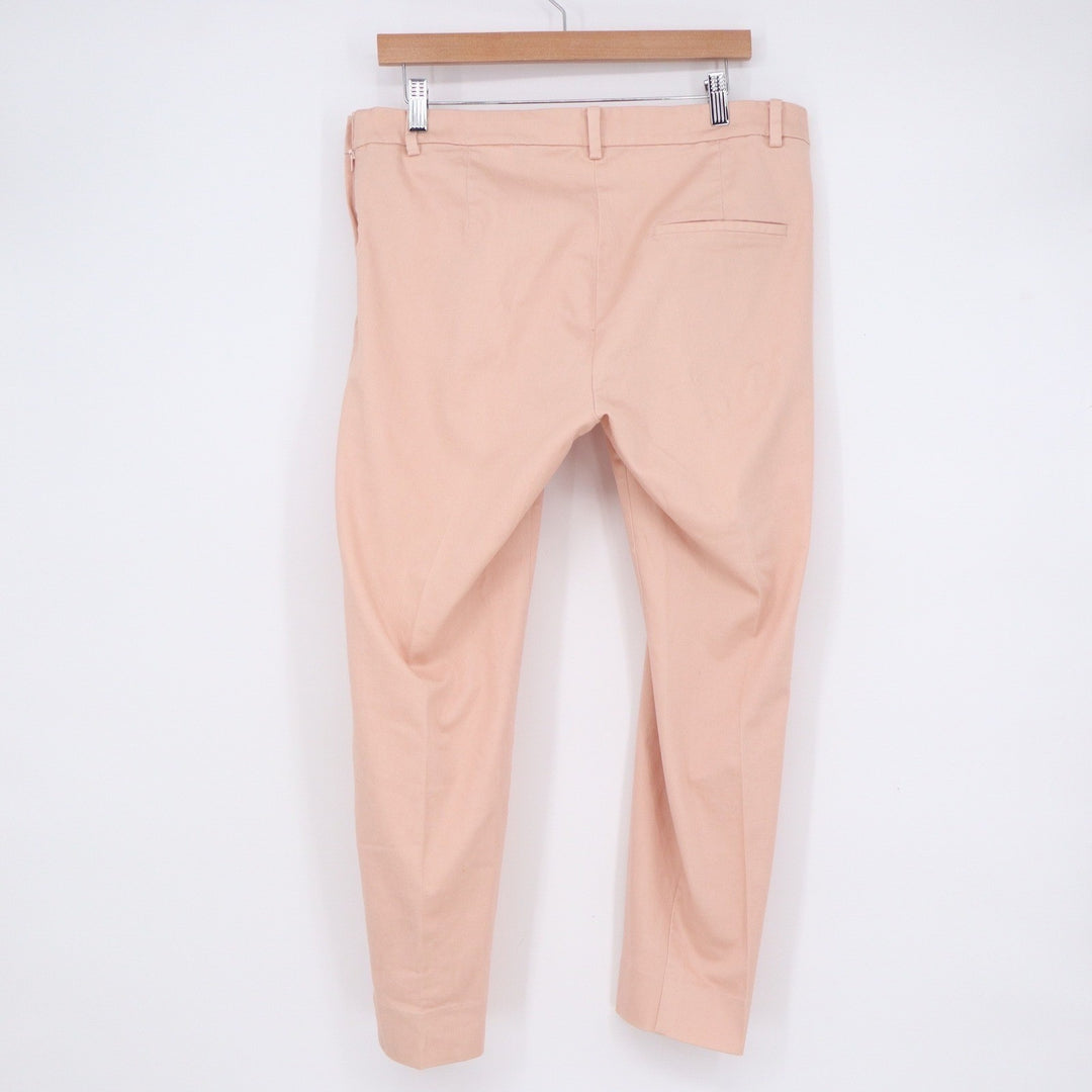 HM Peach Pink Slim Ankle Trousers Side Zip Cotton Blend Pants Womens Size 12