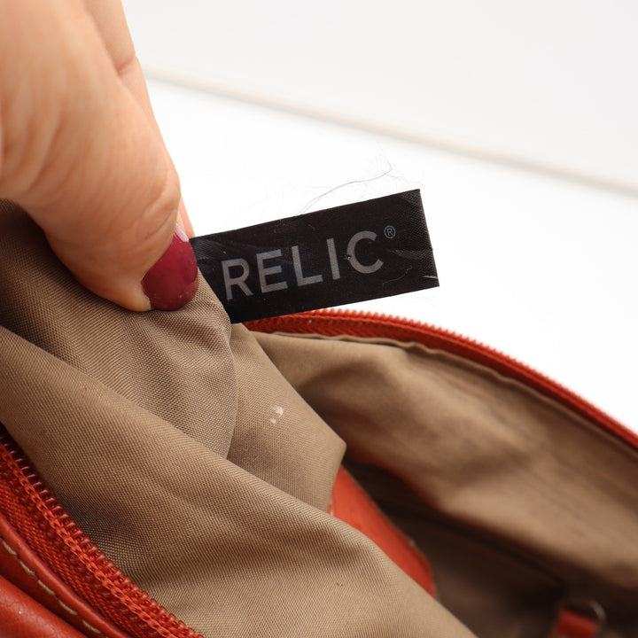 Relic Crossbody Bag Womens Medium Orange Faux Leather Multi-Pocket Fair