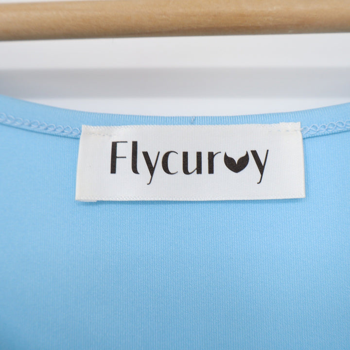 Flycurvy Womens XXL Light Blue V-Neck Sleeveless Tank Top Relaxed Fit