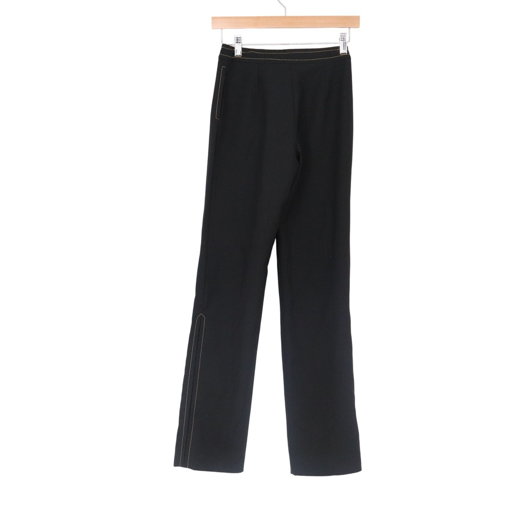 Mango MNG Suits Black Contrast Stitch Straight Leg Trousers Size 2