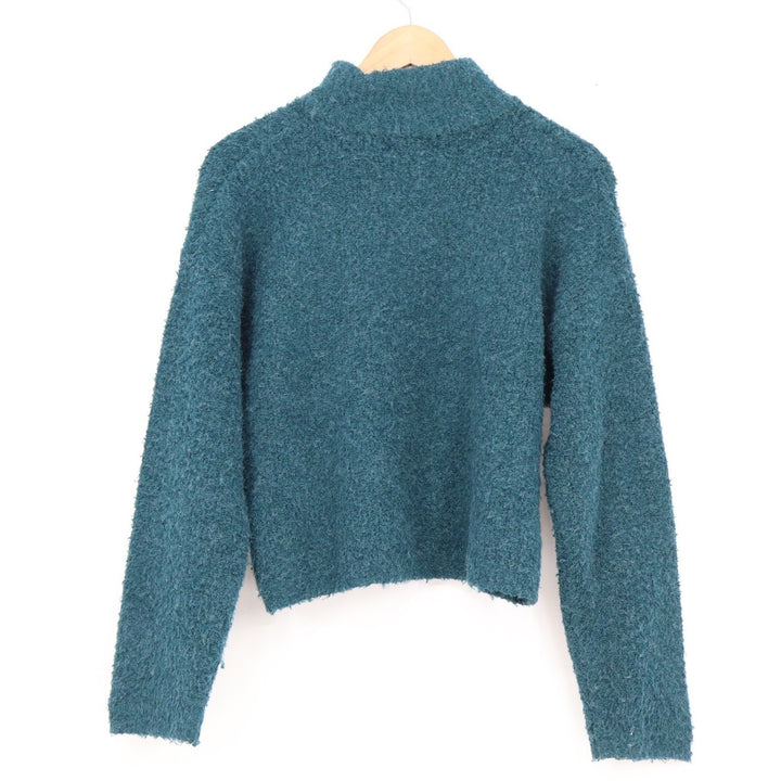 Universal Thread Teal Mock Neck Fuzzy Boucle Knit Sweater XS
