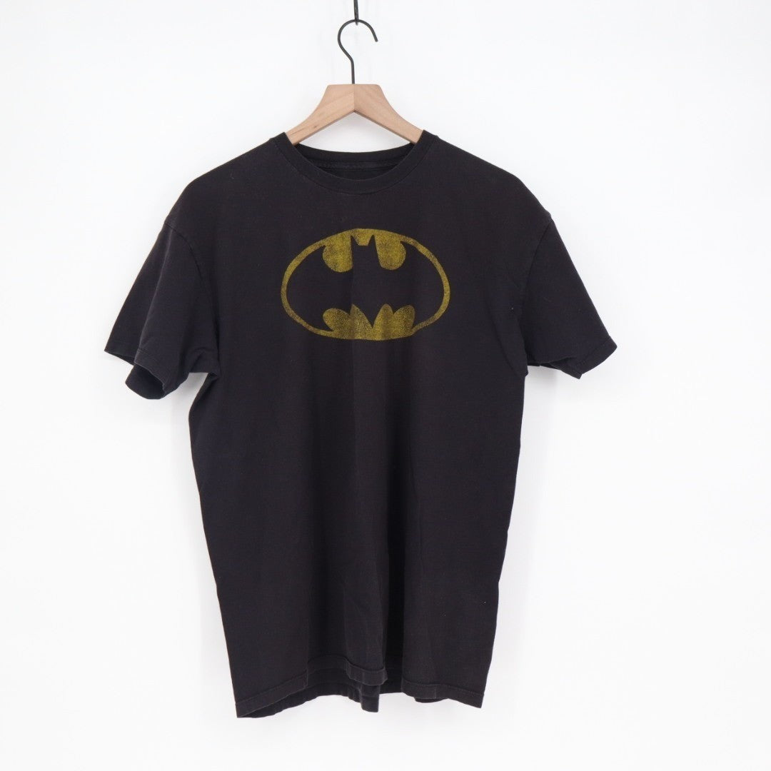 Batman T-Shirt Mens Large Black DC Comics Graphic Print Cotton Crew Neck Outdoor
