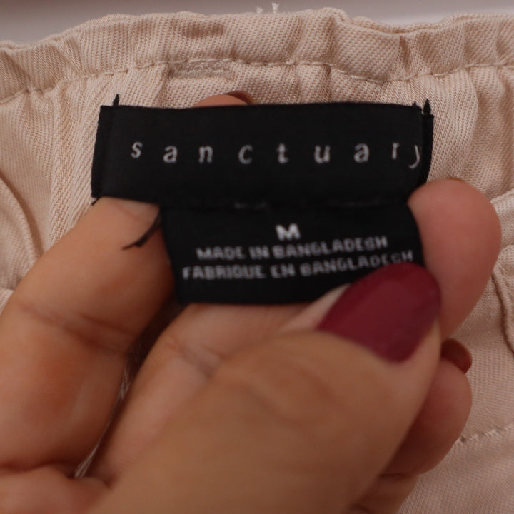 Sanctuary Women's Beige Lyocell Utility Shorts Size M Elastic Waist