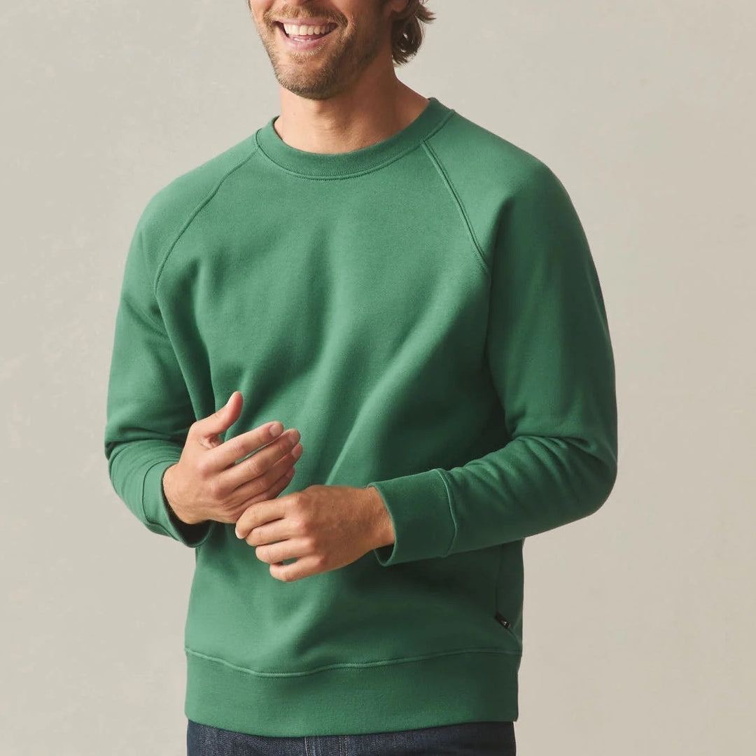 American Giant Sweatshirt Mens L Green Logo Fleece Lined Cotton Raglan Sleeve