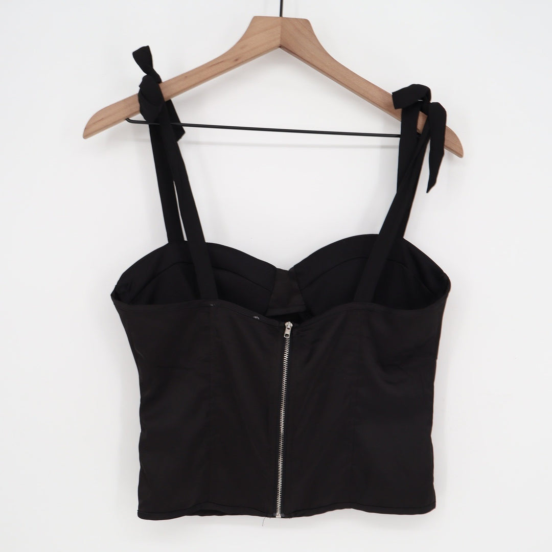 Mi Ami Francescas Black Tie Strap Corset Camisole Top Padded Sweetheart Large
