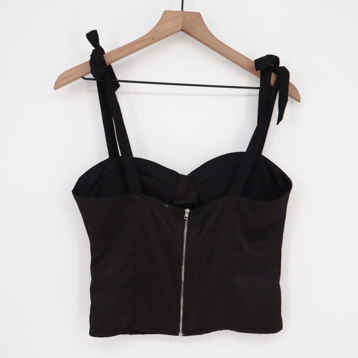 Mi Ami Francescas Black Tie Strap Corset Camisole Top Padded Sweetheart Large