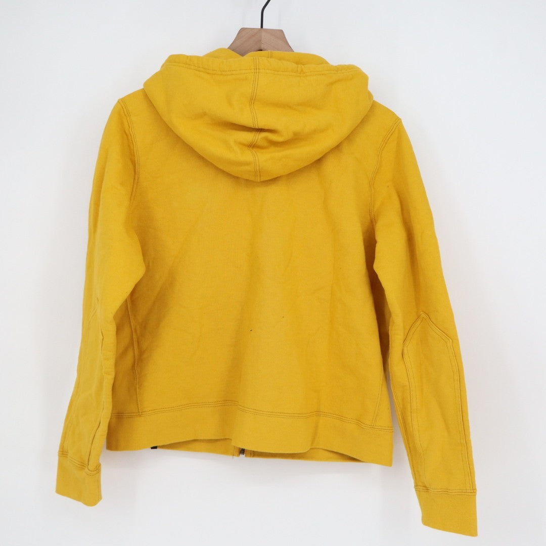 American Giant Hoodie Womens Medium Yellow Full Zip Cotton Logo Fleece Lined Rib