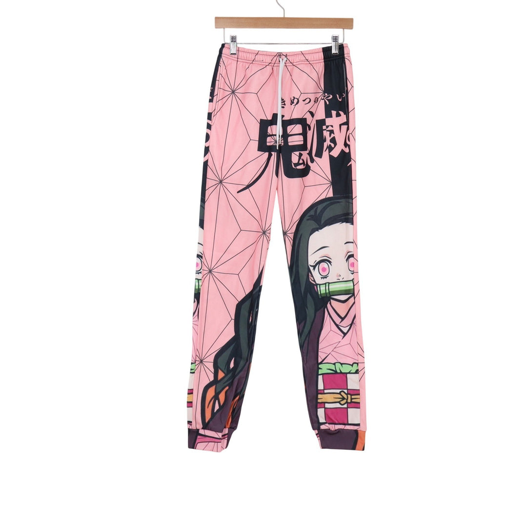 Demon Slayer Nezuko Kamado Graphic Jogger Pants Pink Anime Sweatpants Medium