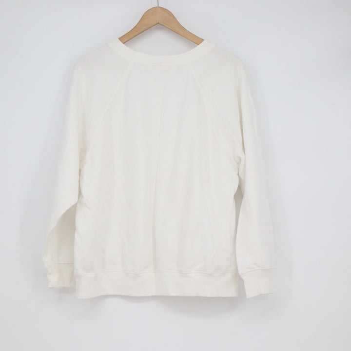 Old Navy Mens XL Cream Off White Raglan Crewneck Sweatshirt V-Stitch Pullover