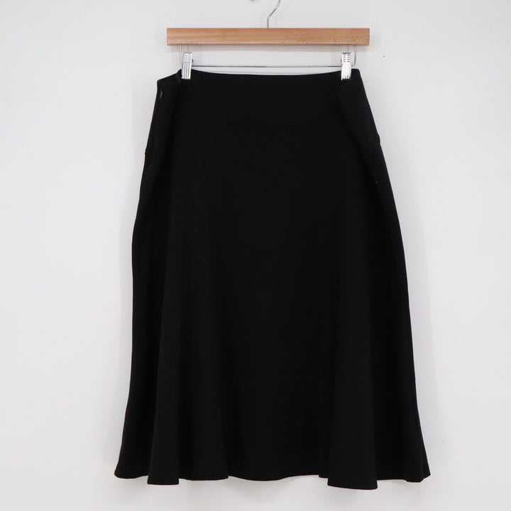 JM Collection Black A-Line Midi Skirt Solid Side Zip Stretch Office Career