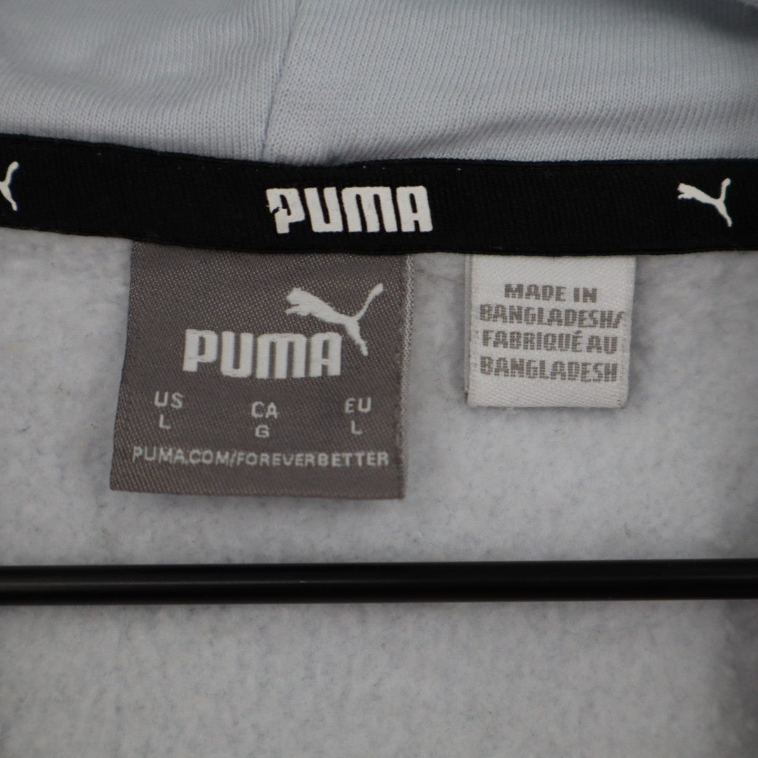 Puma Cropped Hoodie Womens Large Blue Fleece Long Sleeve Pullover Outdoor Wear