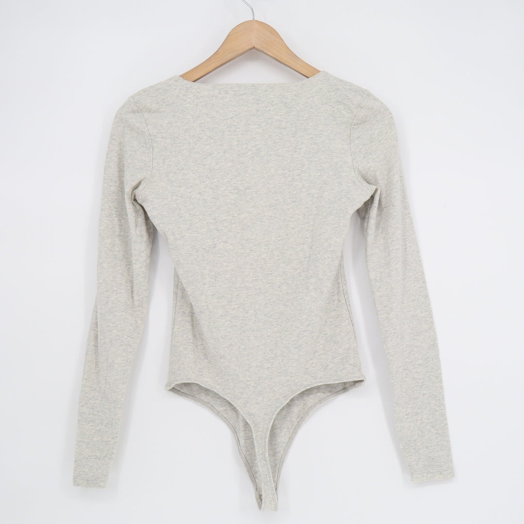 Abercrombie & Fitch Soft A&F Collection Grey Long Sleeve Scoop Neck Bodysuit S