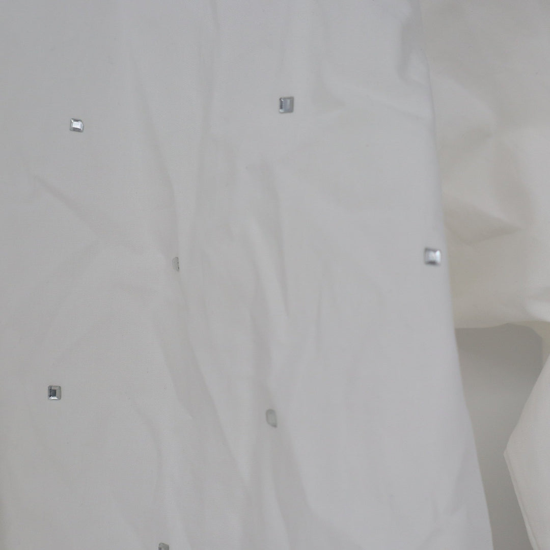 Future Collective White Rhinestone Embellished Cotton Button Down Shirt M