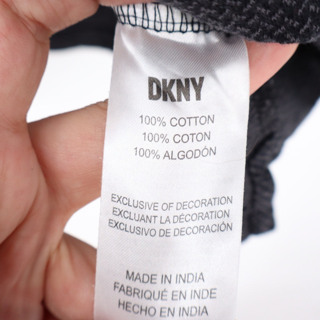Dkny Polo Shirt Mens XL Charcoal Cotton Textured Short Sleeve Golf Spread Collar