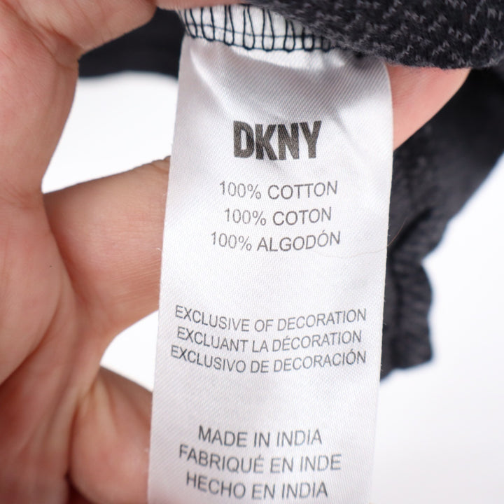 Dkny Polo Shirt Mens XL Charcoal Cotton Textured Short Sleeve Golf Spread Collar