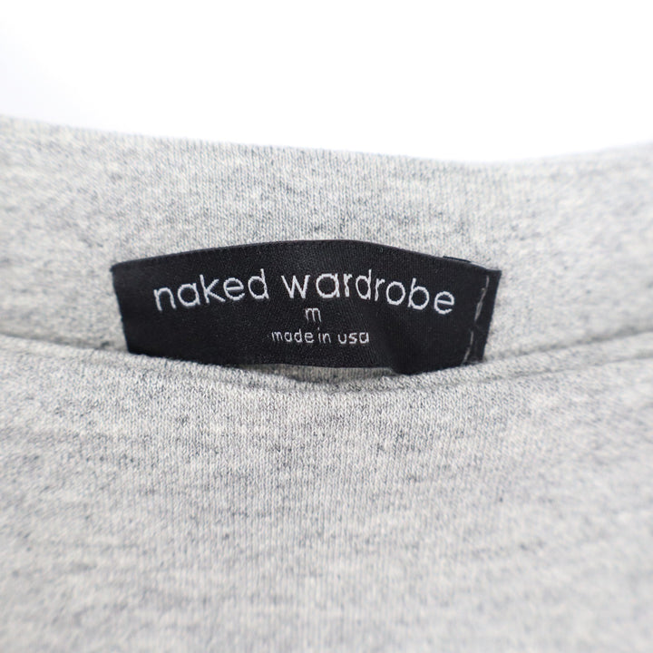 Naked Wardrobe Heather Gray Scoop Neck Thong Bodysuit Womens Medium