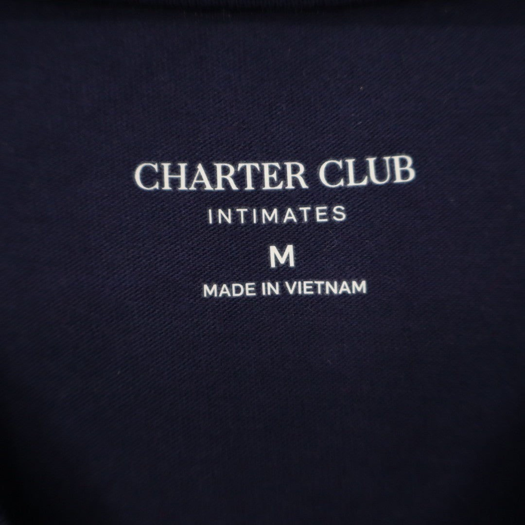 Charter Club Intimates Sleepwear Top Womens M Blue V-Neck Short Sleeve Pullover