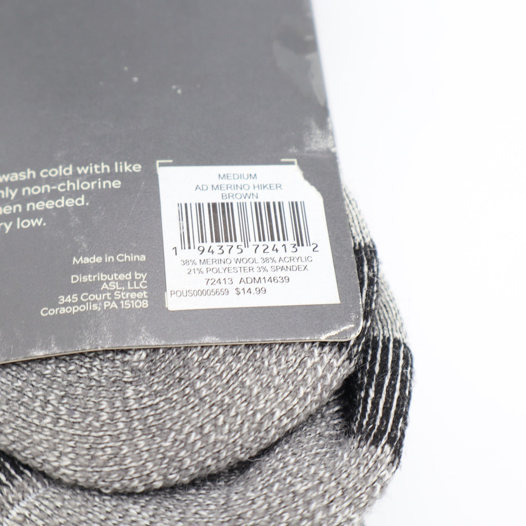 Alpine Design 2 Pack Merino Wool Hiker Socks Medium Brown Grey