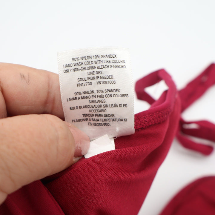 Mossimo Womens Burgundy Wrap Halter Bikini Top Size M Solid Crisscross Swimwear
