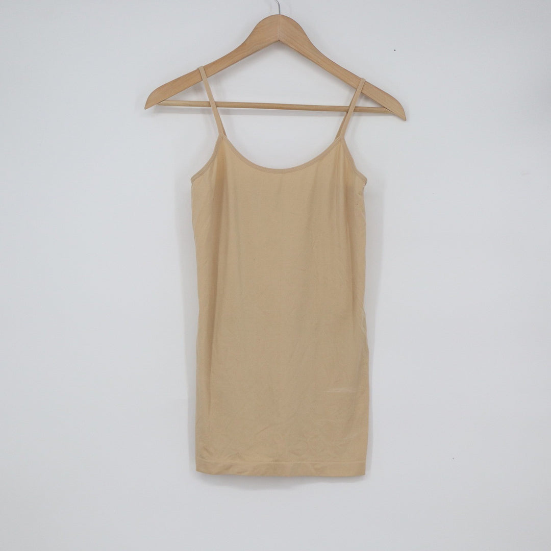 Womens Seamless Camisole Tank Top Adjustable Straps Beige Medium