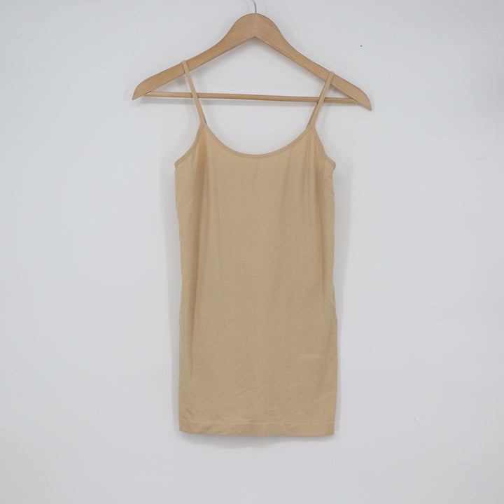 Womens Seamless Camisole Tank Top Adjustable Straps Beige Medium