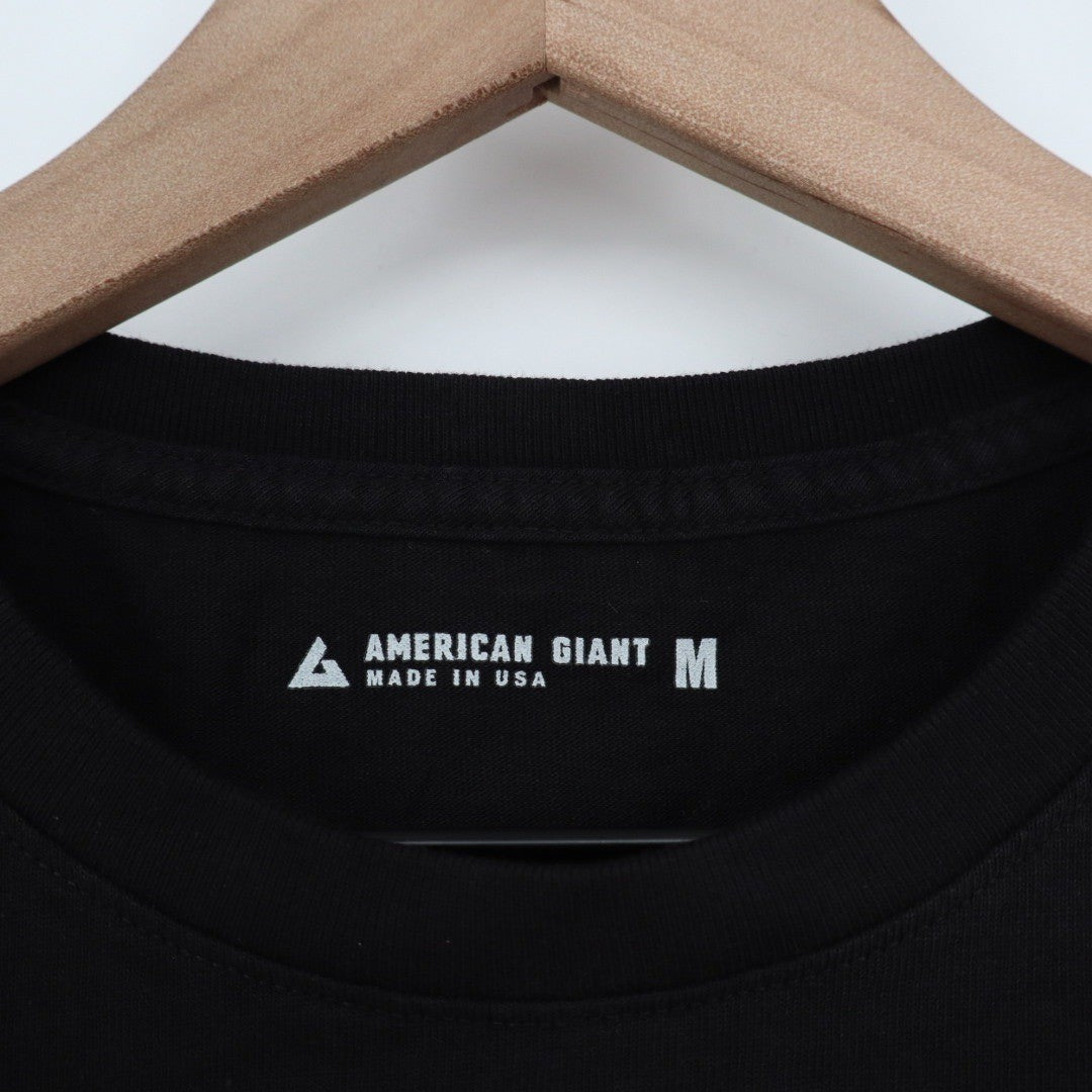 American Giant Mens Black T Shirt Size M Made in USA Crew Neck Short Sleeve