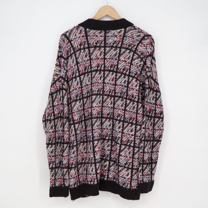 Ann Taylor Womens Large Multi-Color Windowpane Plaid Button Front Cardigan