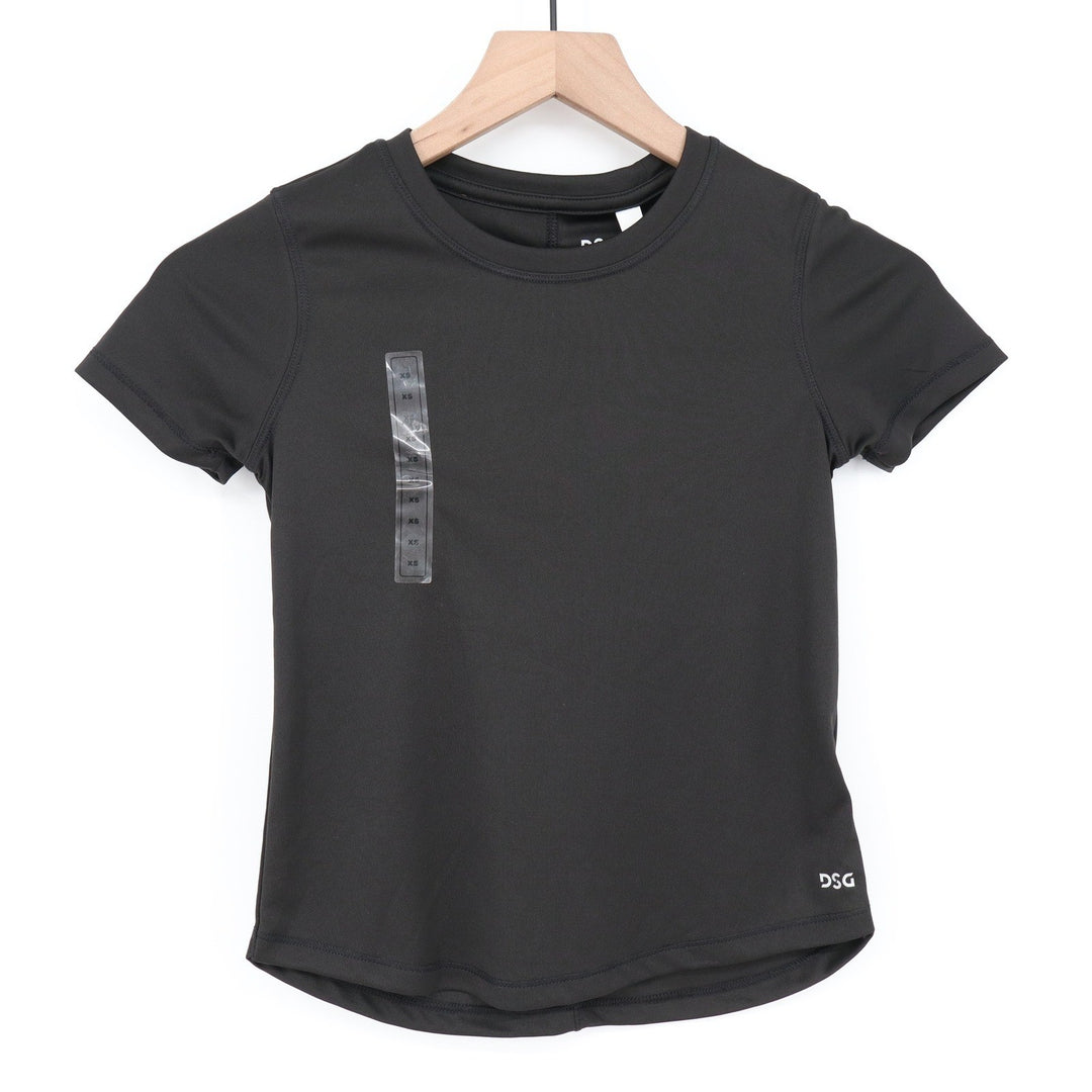 DSG Girls Movement Tee Pure Black Short Sleeve Athletic Shirt XS 6-7