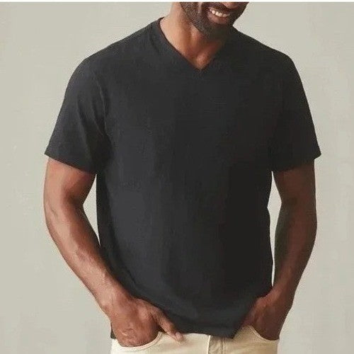 AMERICAN GIANT Mens Black V Neck T Shirt Made in USA Size Medium Basic Tee