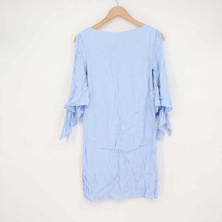 HM Light Blue Cold Shoulder Tiered Sleeve Mini Shift Dress 6 Size 2