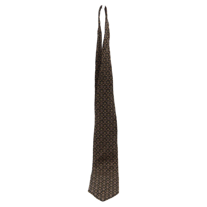 Boardroom Collection American Clothing Silk Tie Gold Navy Geometric Woven Italy