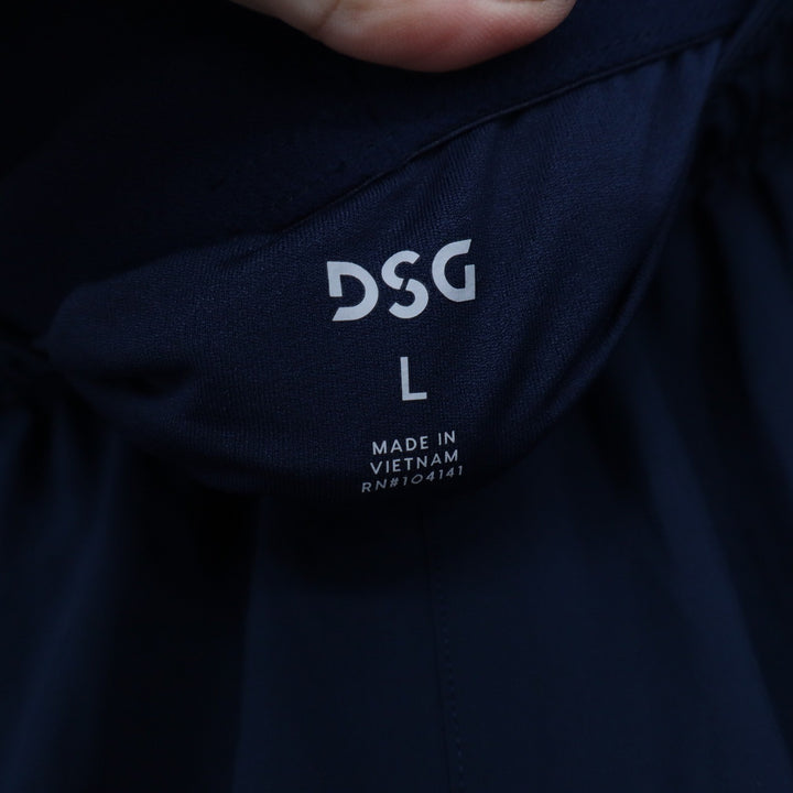 DSG Mens Stride Running Shorts Navy Blue 5 Inch Inseam Built-in Brief Large NEW