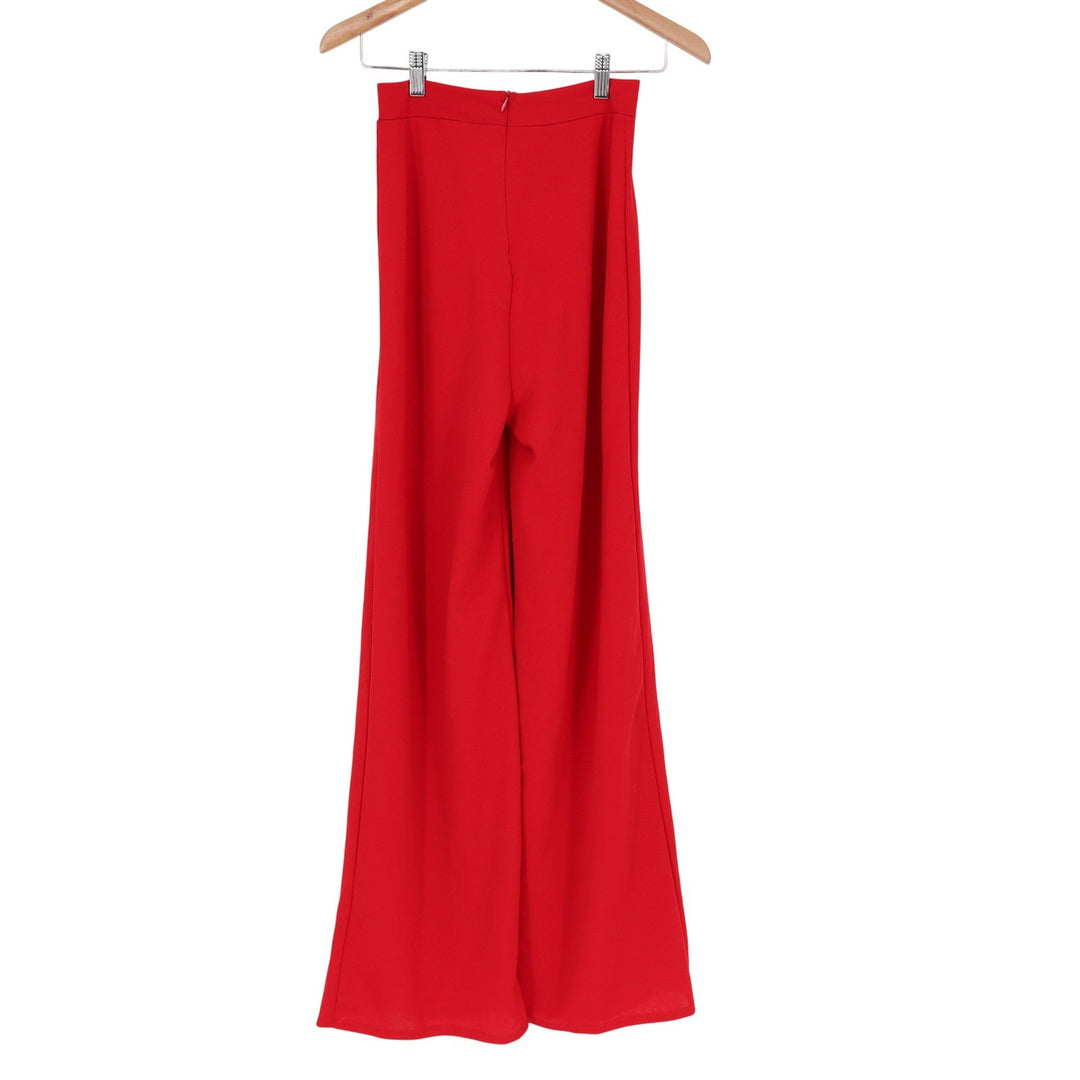 Lulus Red Two Piece Set Square Neck Crop Top Wide Leg Pants Size M 6309