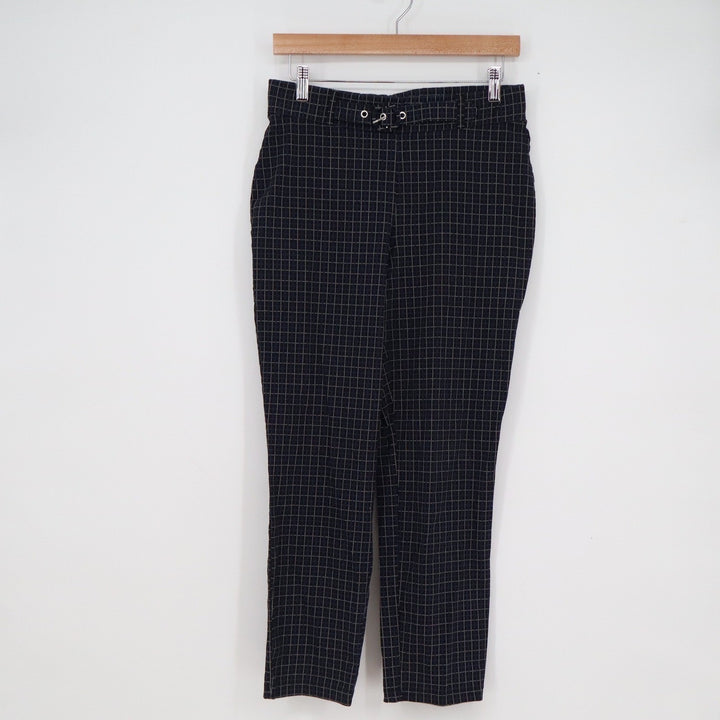 89th + Madison Womens Navy Blue Grid Lace Up Front Pull On Dress Pants Size M
