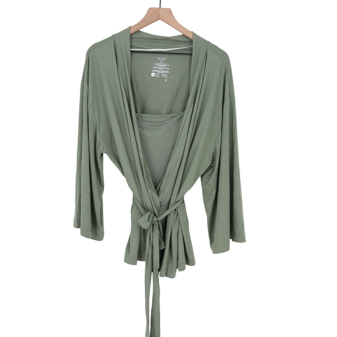 State of Day 2-Piece Pajama Set Womens 2XL Organic Green Fluid Knit Stretch