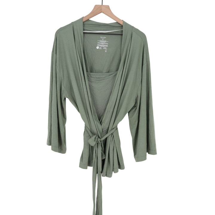 State of Day 2-Piece Pajama Set Womens 2XL Organic Green Fluid Knit Stretch