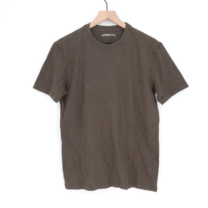 AMERICAN GIANT T Shirt Brown Crew Neck Basic Essential Made in USA Size S