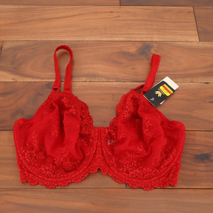 Wacoal Embrace Bra Womens 38DDD Red Stretch Lace Trim Adjustable Strap Underwire
