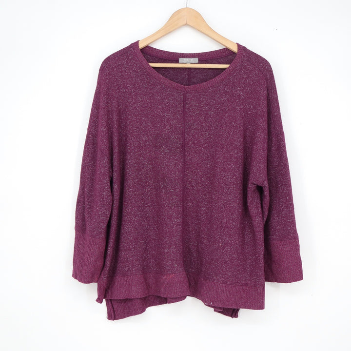 Habitat Plum Heathered Ribbed Trim Pullover Top Style Womens Medium